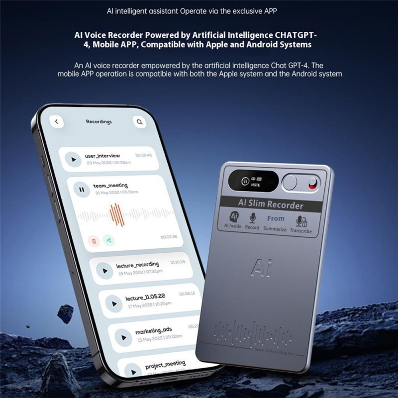 Translation Translator ChatGPT-4 Voice Recorder Multilingual AI 64GB