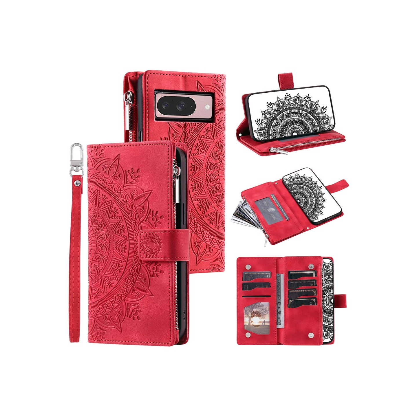 For Google Pixel 10 Pro / 10 / 9 Pro / 9  Lommebok Deksel Shell Mandala Blomstermønster