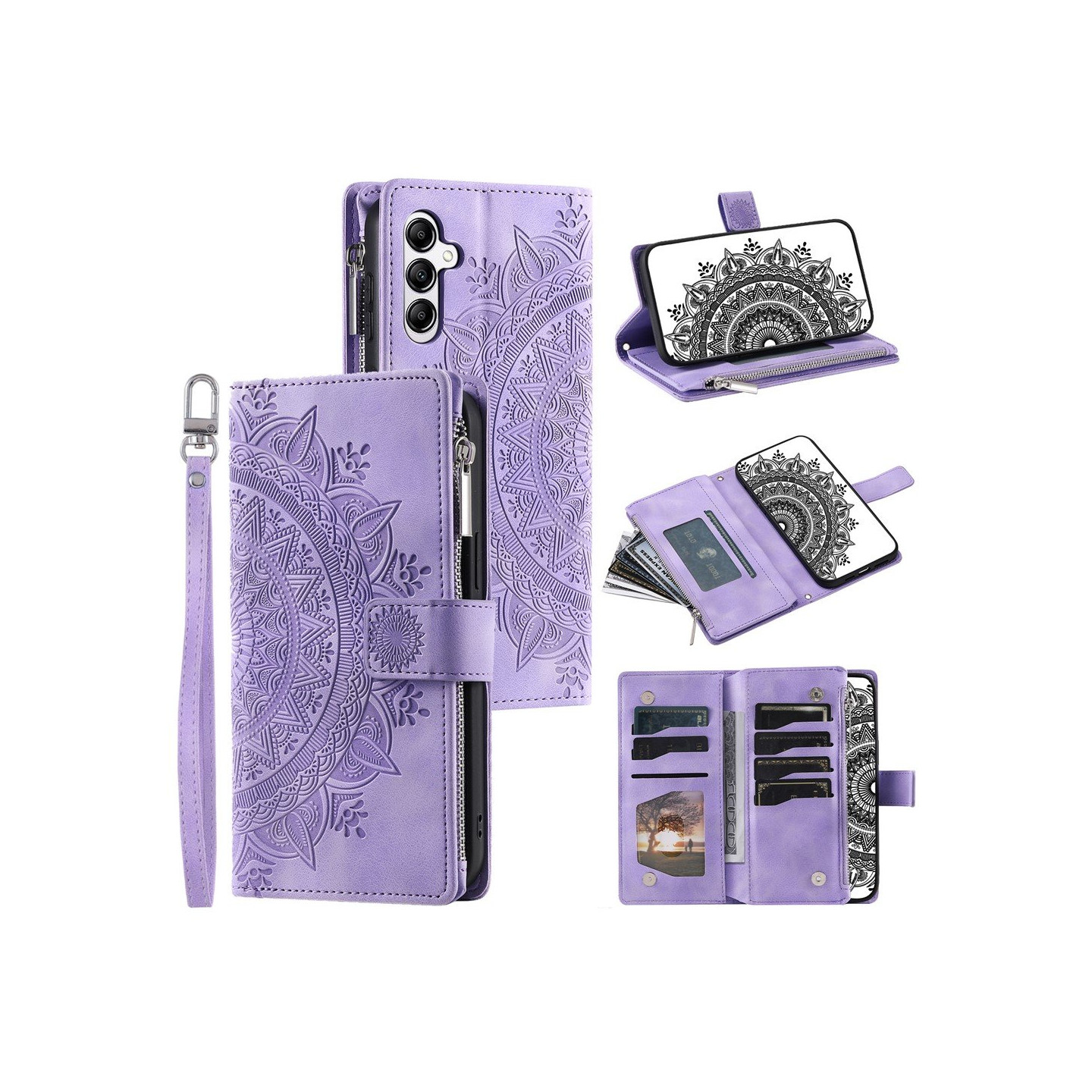 For Samsung Galaxy A17 / A26  Lommebok Deksel Shell Mandala Blomstermønster