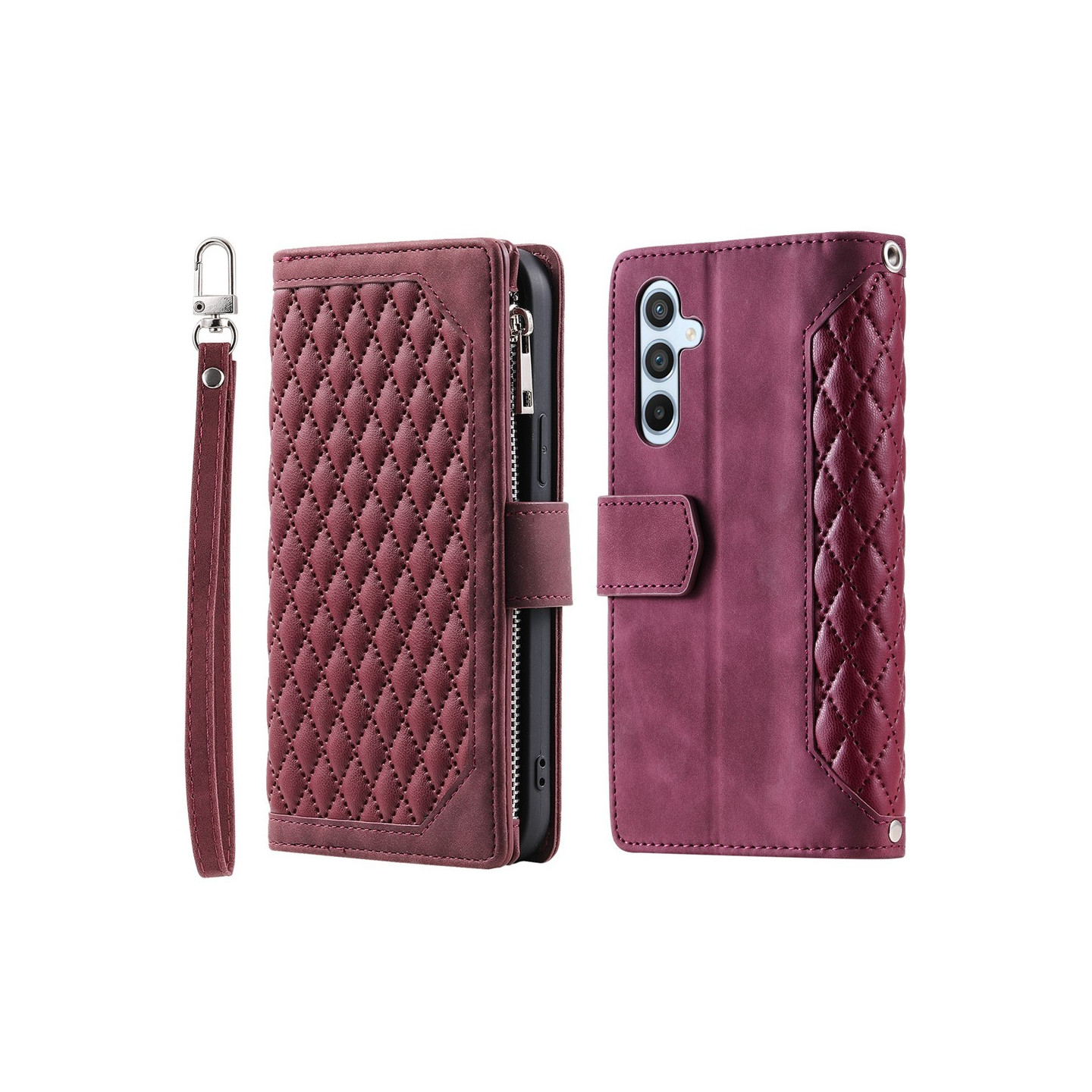 For Samsung Galaxy A17 5G / A26 5G Zipper Wallet Case Rhombus Phone Cover