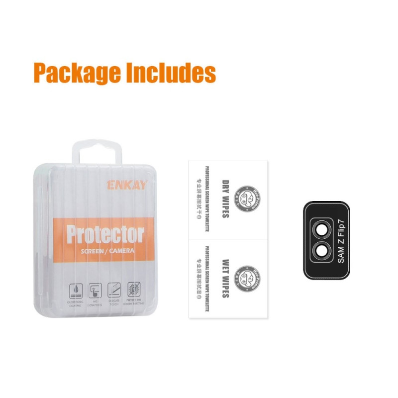 Til Samsung Galaxy Z Flip7 5G Kameralinse Beskytter ENKAY Metal Ring Linse Film - Sort