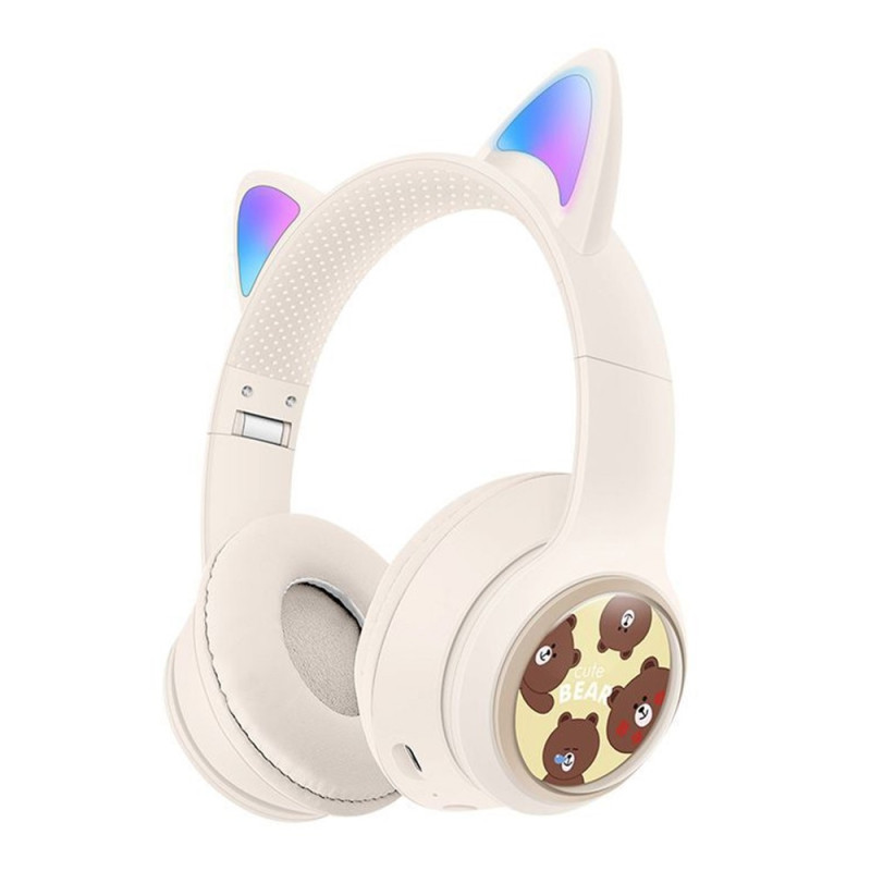 Trådlösa On-Ear hörlurar Glödande Kattöra Bluetooth Gaming Headset - Khaki