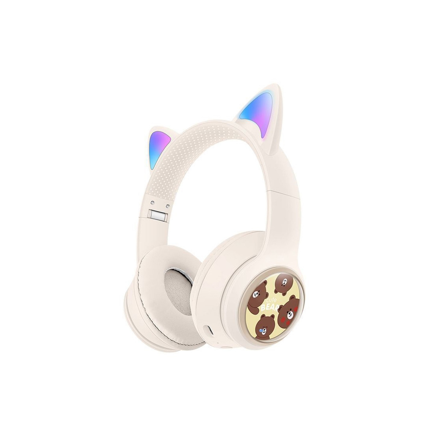 Trådløse On-Ear Hovedtelefoner Glødende Katteøre Bluetooth Gaming Headset - Kaki