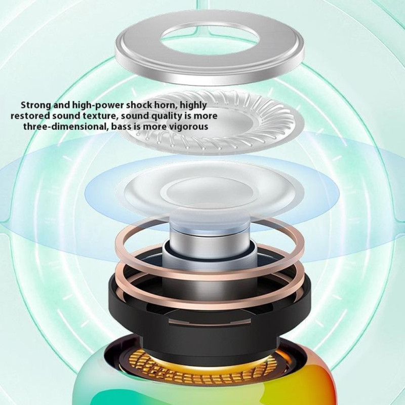 Højttaler Bluetooth Stereo Surround Trådløs Mini Subwoofer med RGB Lys - Hvid