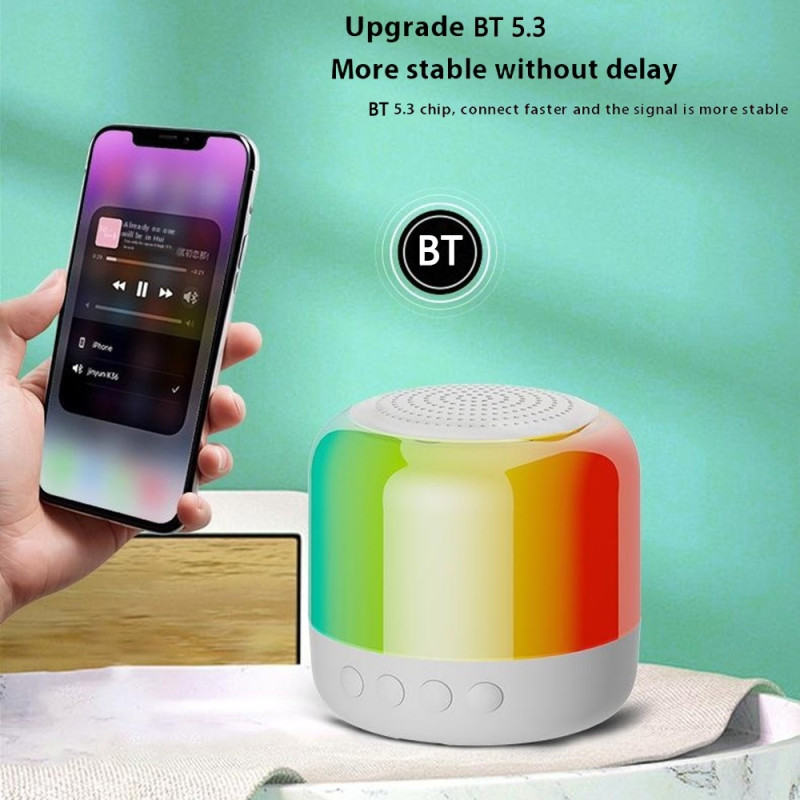 Speaker Bluetooth Stereo Surround Wireless Mini Subwoofer with RGB Light - White