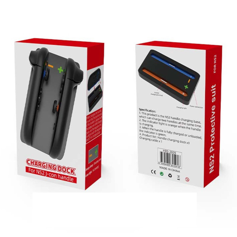 Kompatibel med Nintendo Switch 2 opladningsdock til Joy-Con. Håndterer 2 slots.