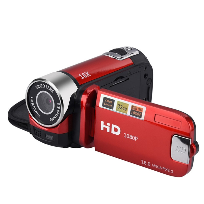 16MP HD 1080P Camcorder 16X Zoom Digital Camera Night Vision Anti-Shake - Red