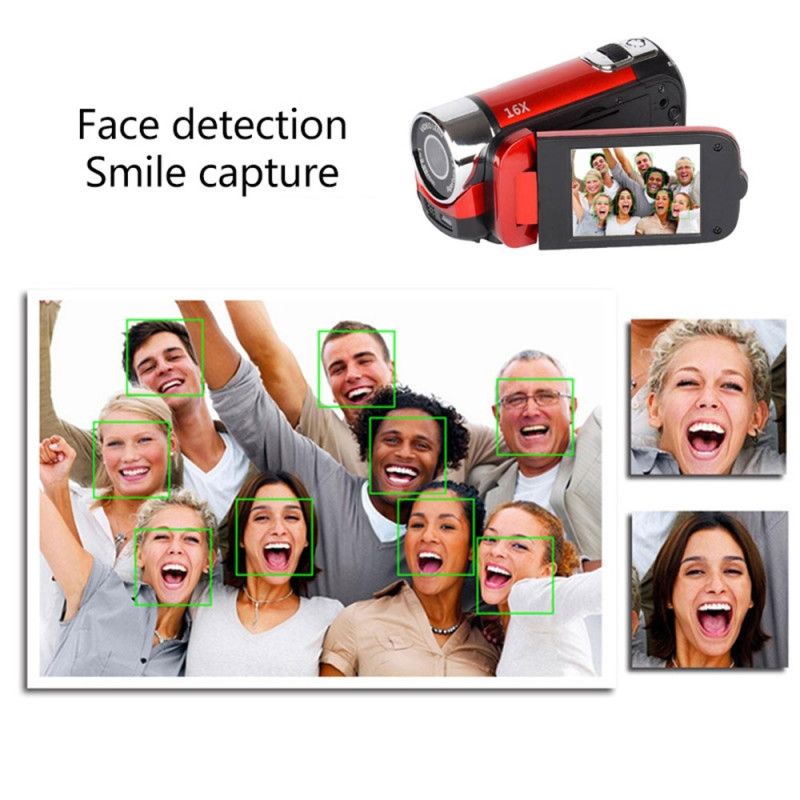 16MP HD 1080P Camcorder 16X Zoom Digital Camera Night Vision Anti-Shake - Red
