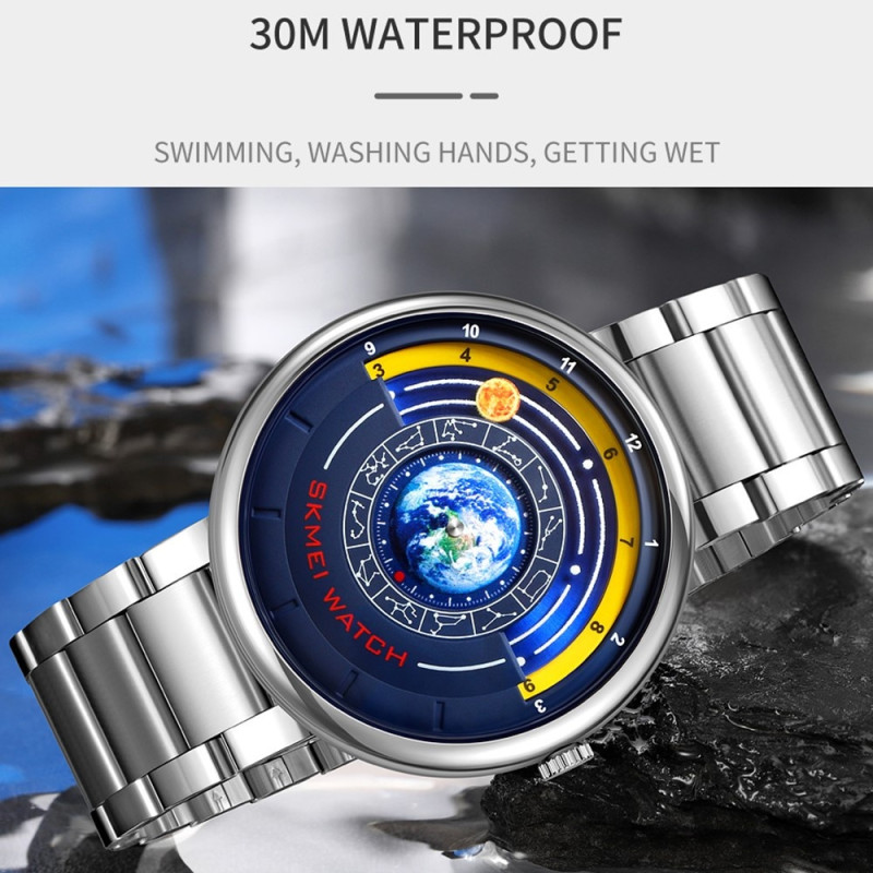 SKMEI Quartz Wristwatch Watch 30M Waterproof Steel Band Round Wristwatch - Gold