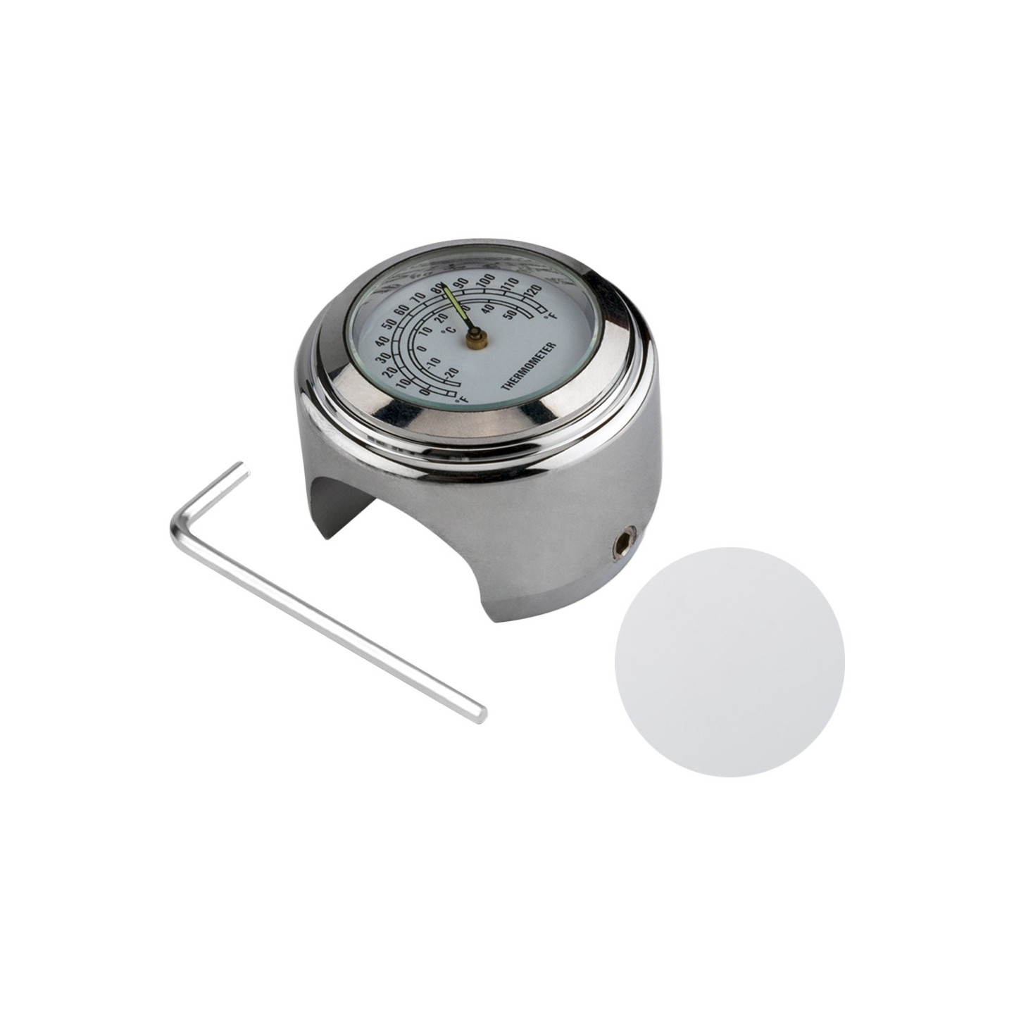 Termometer För Motorcykel 22-25.4mm Styre Lysande - Silver skal vit urtavla