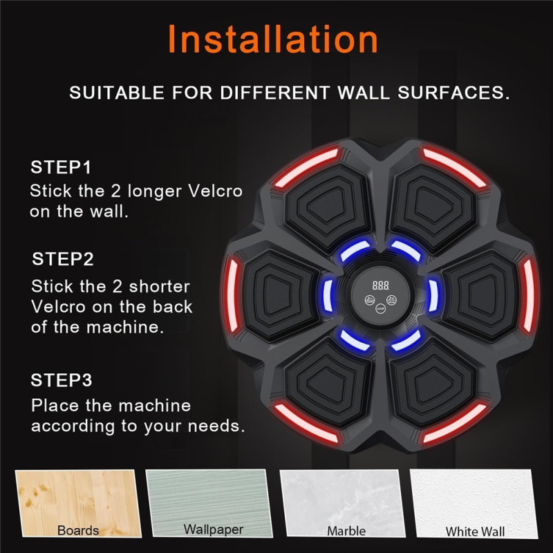 Träna Boxning väggmonterad musikboxning digital boxningsutrustning + handskar