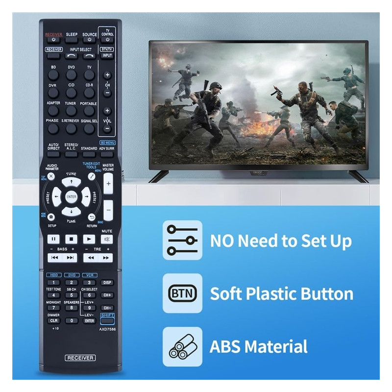 Remote Control Replacement for AXD7586 For Pioneer AV Receiver Stereo System
