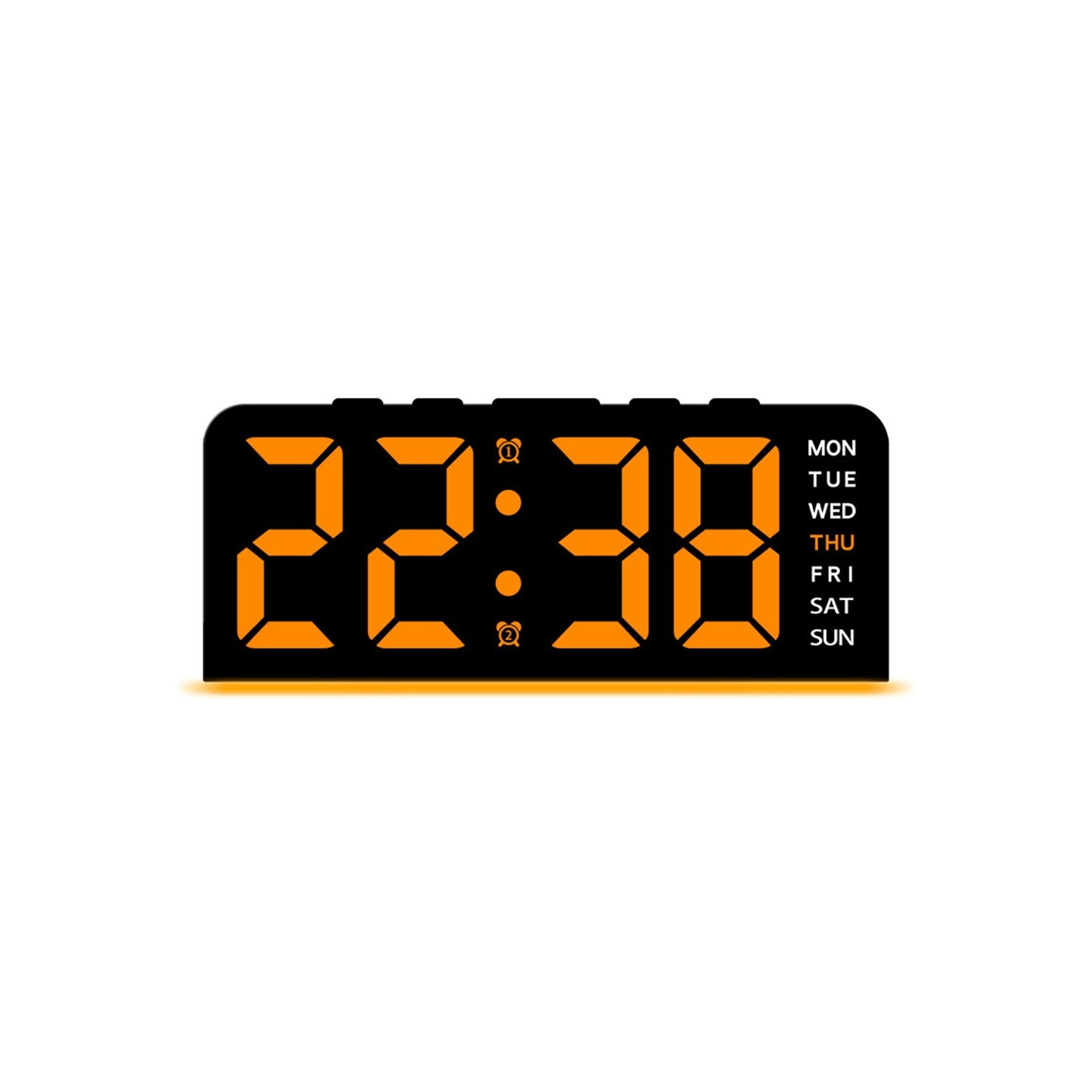LED-klokke digital vekkerklokke stor skjerm dato temperatur vekkerklokke - Sort/Oransje lys