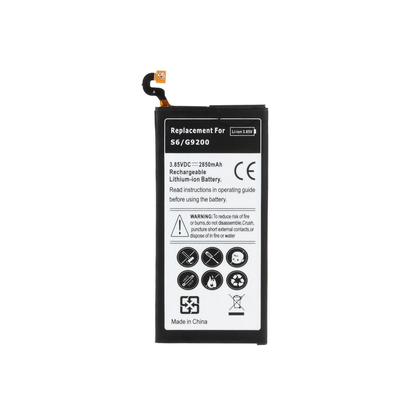 2550mAh Li - ion erstatningsbatteri Batteri Samsung Galaxy S6 G920