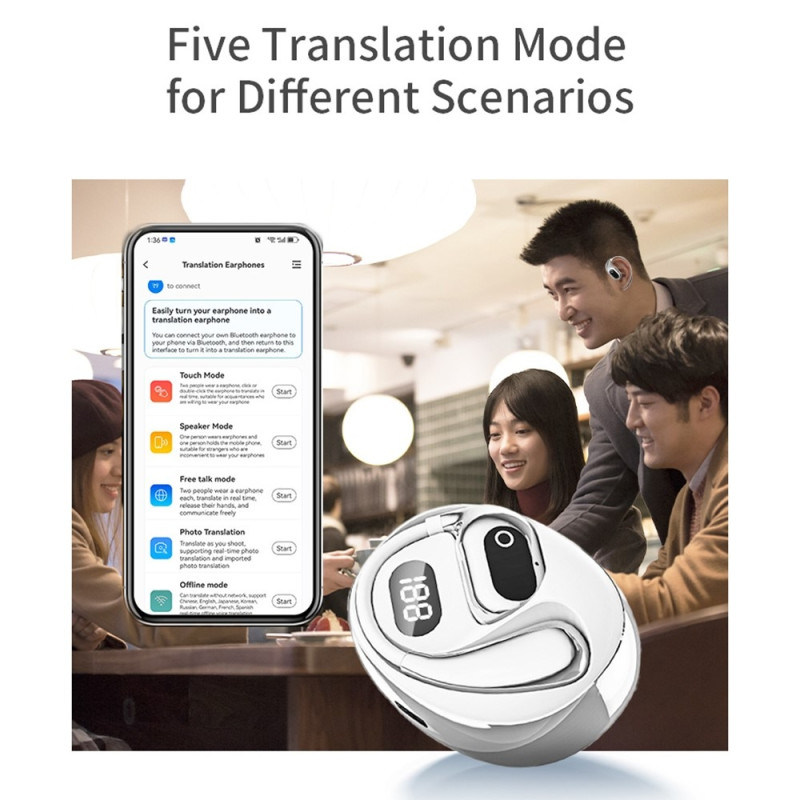 144 språk Translation Översättare Smart Translator Headset Bluetooth - Blå
