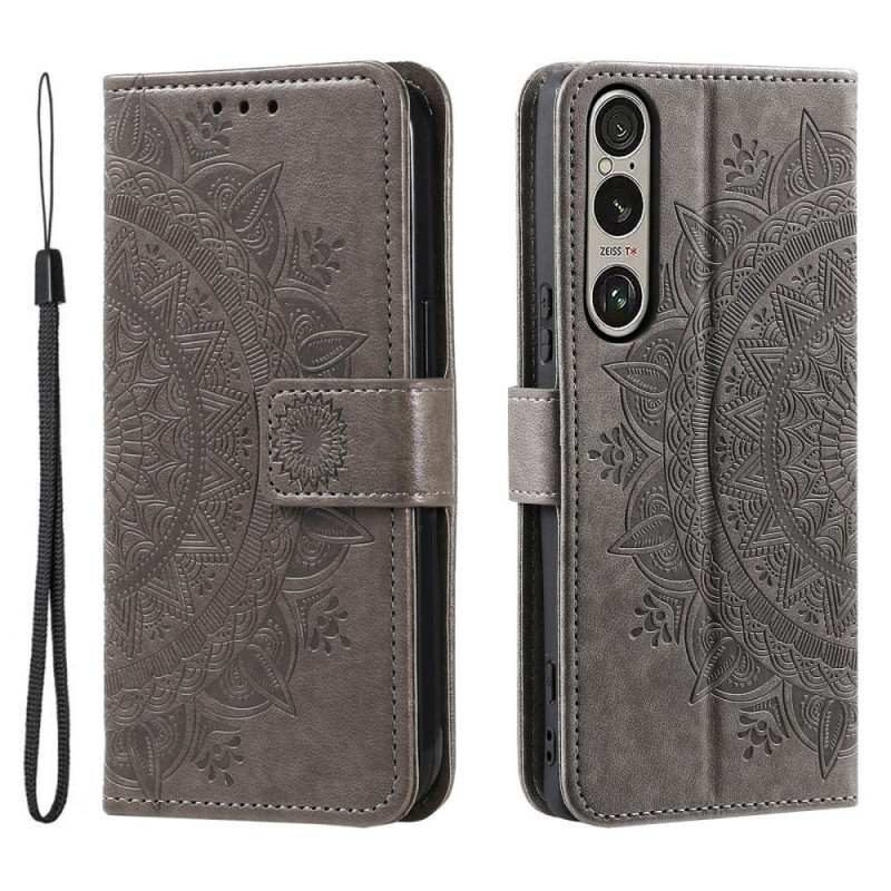 Sony Xperia 1 VII -lompakkokotelon kuoren kuoren Mandala-kukkakuvio