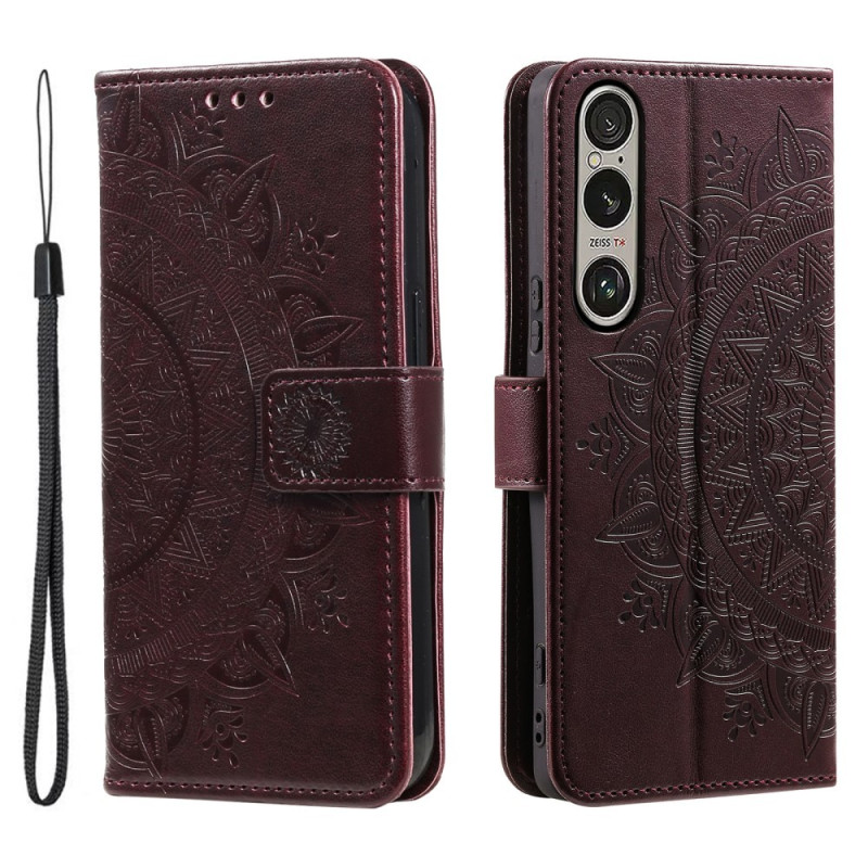 Til Sony Xperia 1 VII tegnebogscover Cover Shell Mandala Blomstermønster