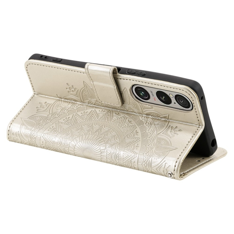 Sony Xperia 1 VII -lompakkokotelon kuoren kuoren Mandala-kukkakuvio
