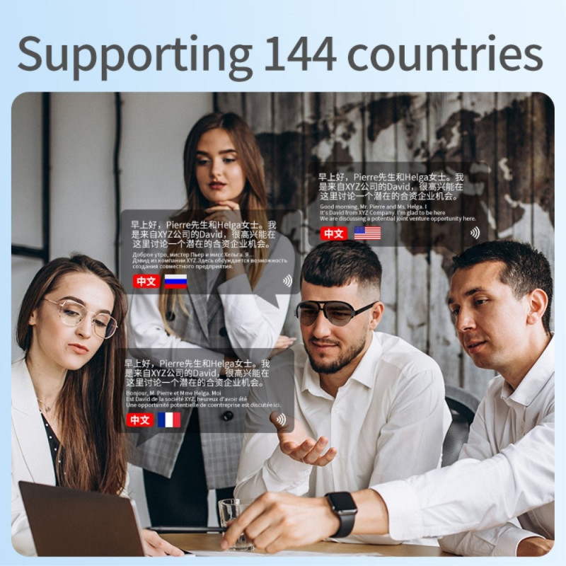 144 språk Translation Översättare Smart AI Bluetooth Solglasögon UV400 hörlurar