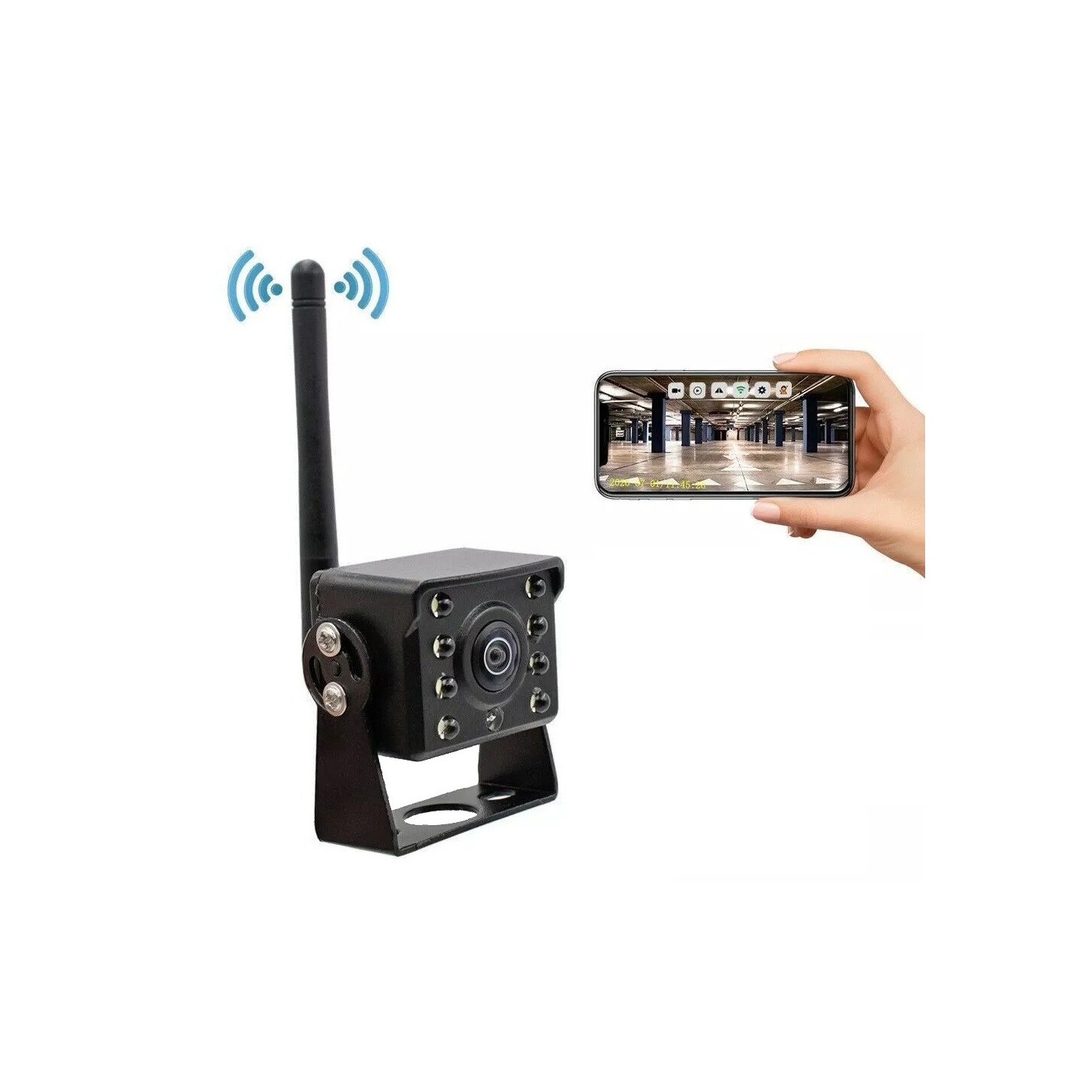 Yönäköinen laajakulmainen WiFi-kamera Vedenpitävä peruutuskamera Langaton turvalliseen ajoon