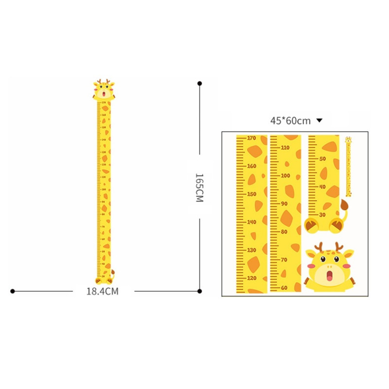 Veggklistremerke for mål av vekstlengde - Vekstdiagram - Sjiraff