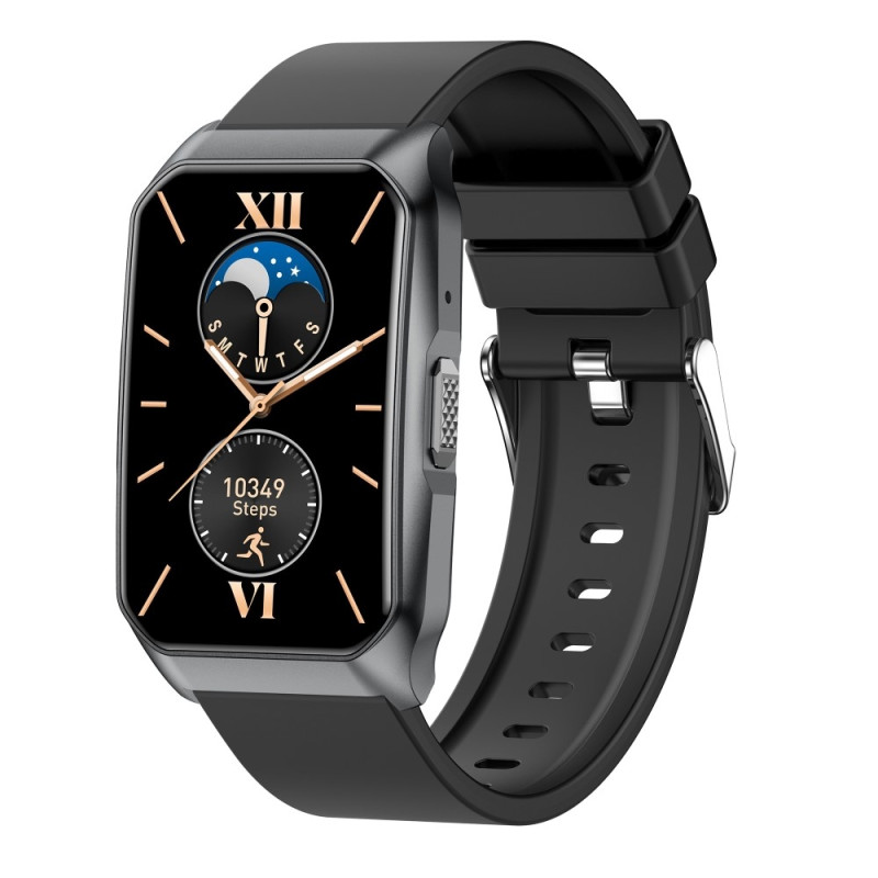 Smartklokke med Bluetooth-samtale Helsemonitor Fitnesstracker Smartklokke - Svart