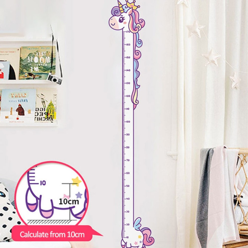 Measure Growing Length Wall Decal Growth Chart Wall Sticker - Rainbow Horse