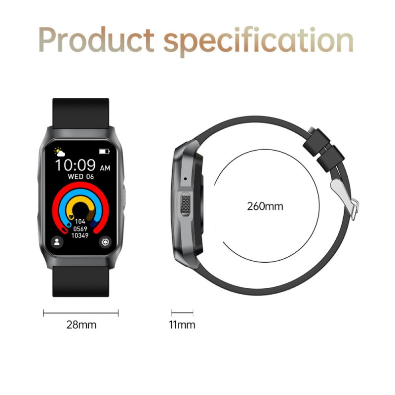 Smartklokke med Bluetooth-samtale Helsemonitor Fitnesstracker Smartklokke - Svart