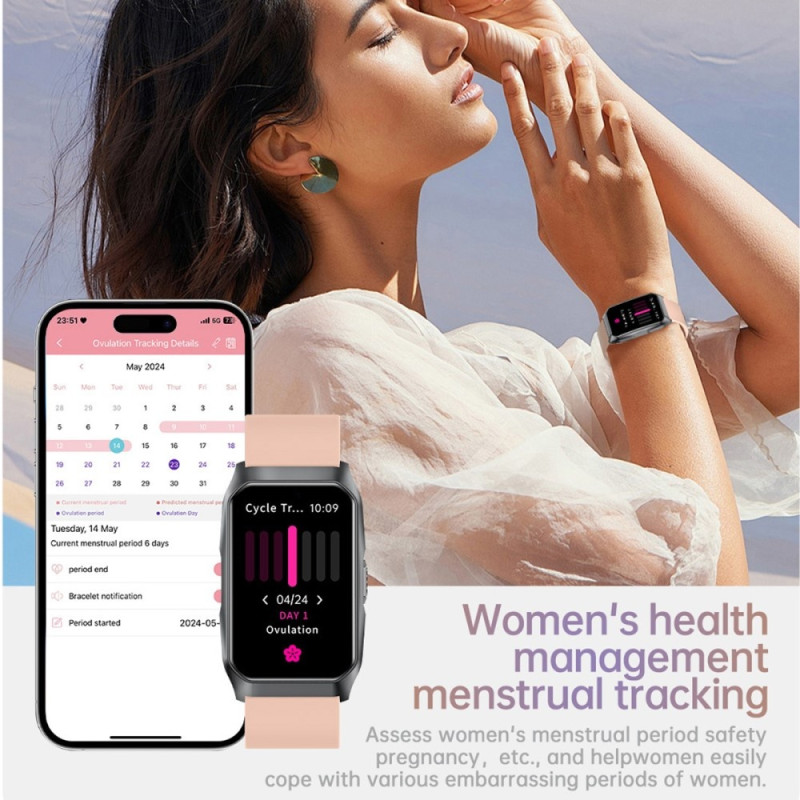 SmartKlocka Samtal Bluetooth Hälsomonitor Fitnesstracker Smartwatch - Svart