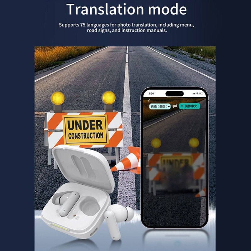 B19 150 språk Translation Översättare Smart Voice Bluetooth In Ear-hörlurar Vit