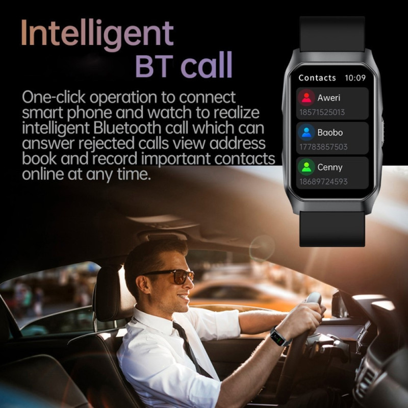 SmartKlocka Samtal Bluetooth Hälsomonitor Fitnesstracker Smartwatch - Svart