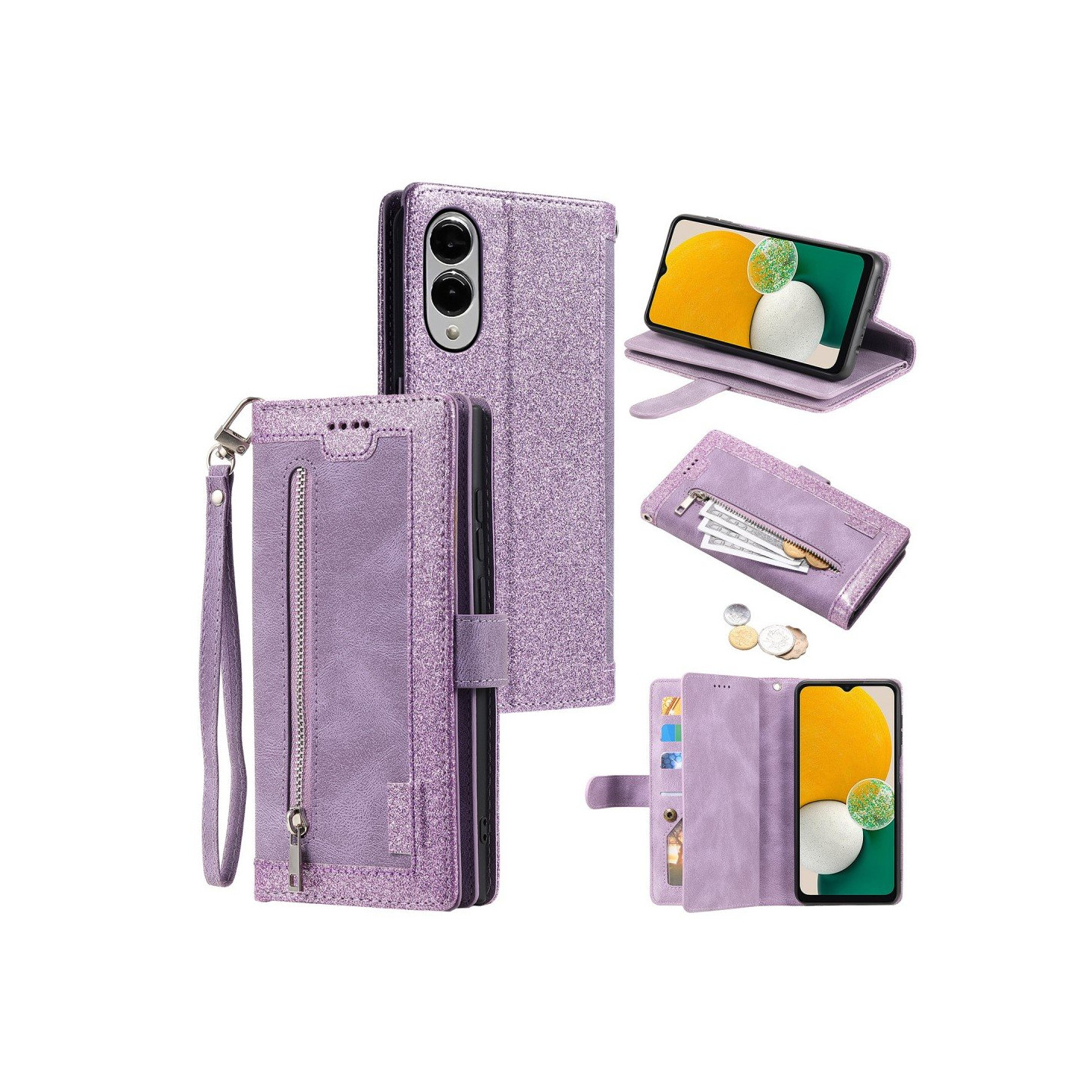 Samsung Galaxy S25 Edge Kuori Vetoketjutaskulla ja 9 Korttipaikalla