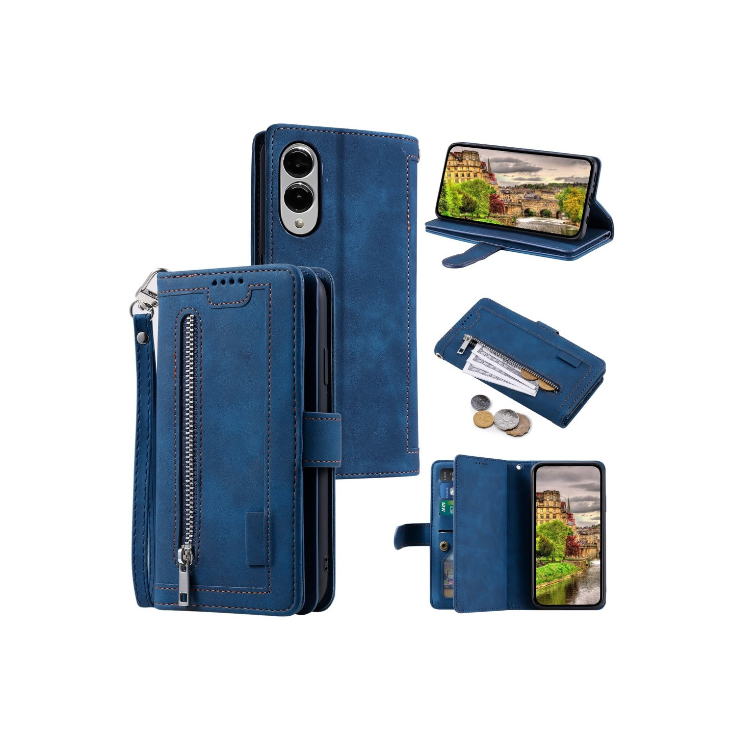 Til Samsung Galaxy S25 Edge Etui med Lynlåslomme og 9 Kortlommer