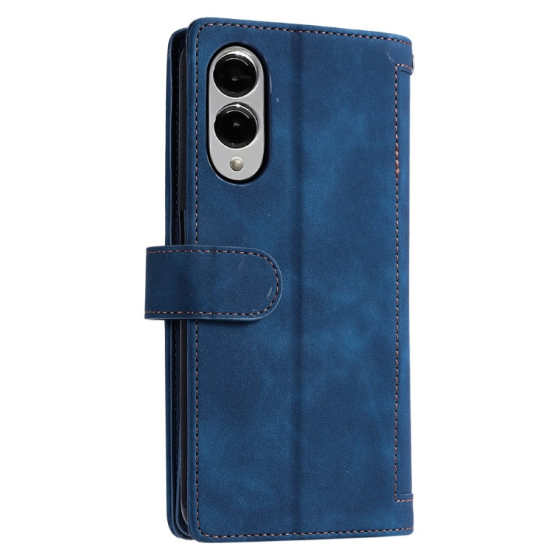 For Samsung Galaxy S25 Edge Case Zipper Pocket PU Leather Phone Cover with 9 Card Slots