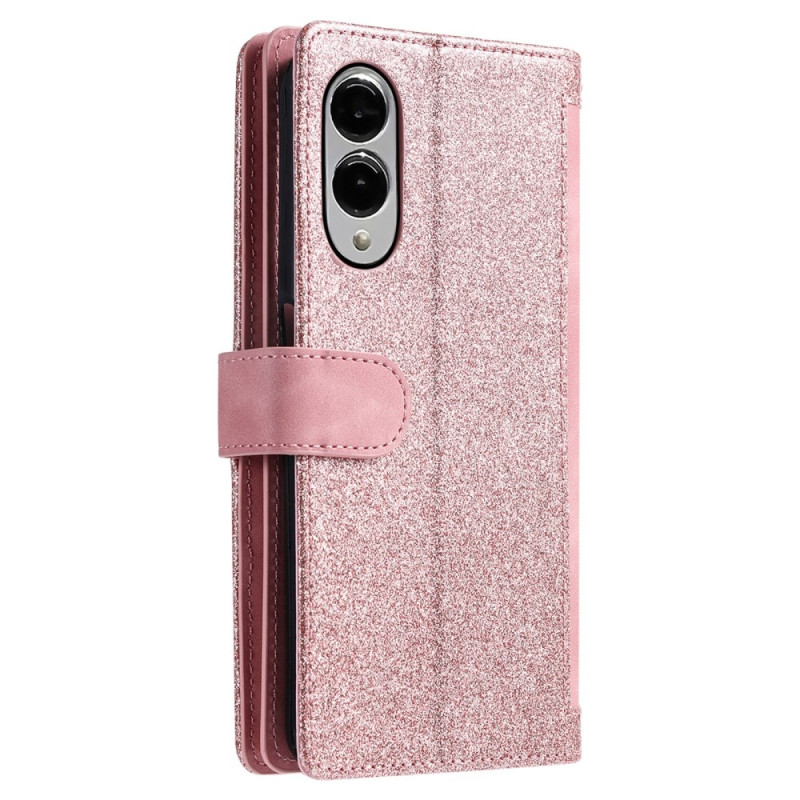 For Samsung Galaxy S25 Edge Case Zipper Pocket PU Leather Phone Cover with 9 Card Slots