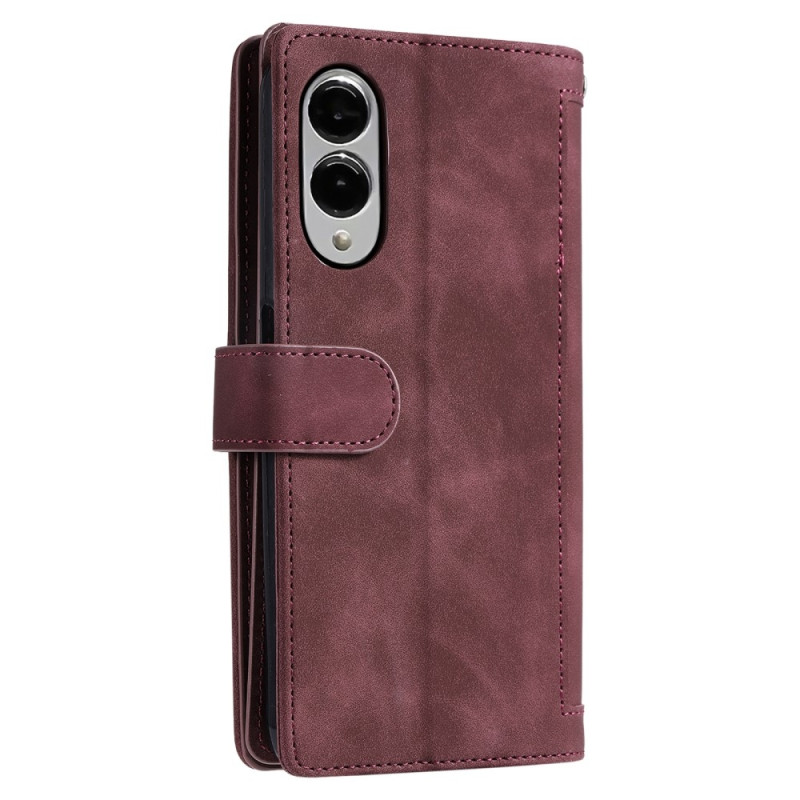 För Samsung Galaxy S25 Edge Fodral med Dragkedja och 9 Kortplatser