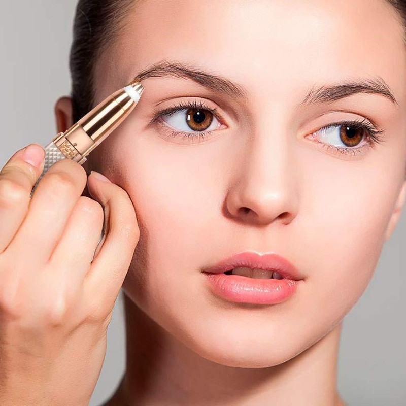 2-in-1 Shaver Trimmer Eyebrow Face Hair Remover Lipstick Shape LED Light