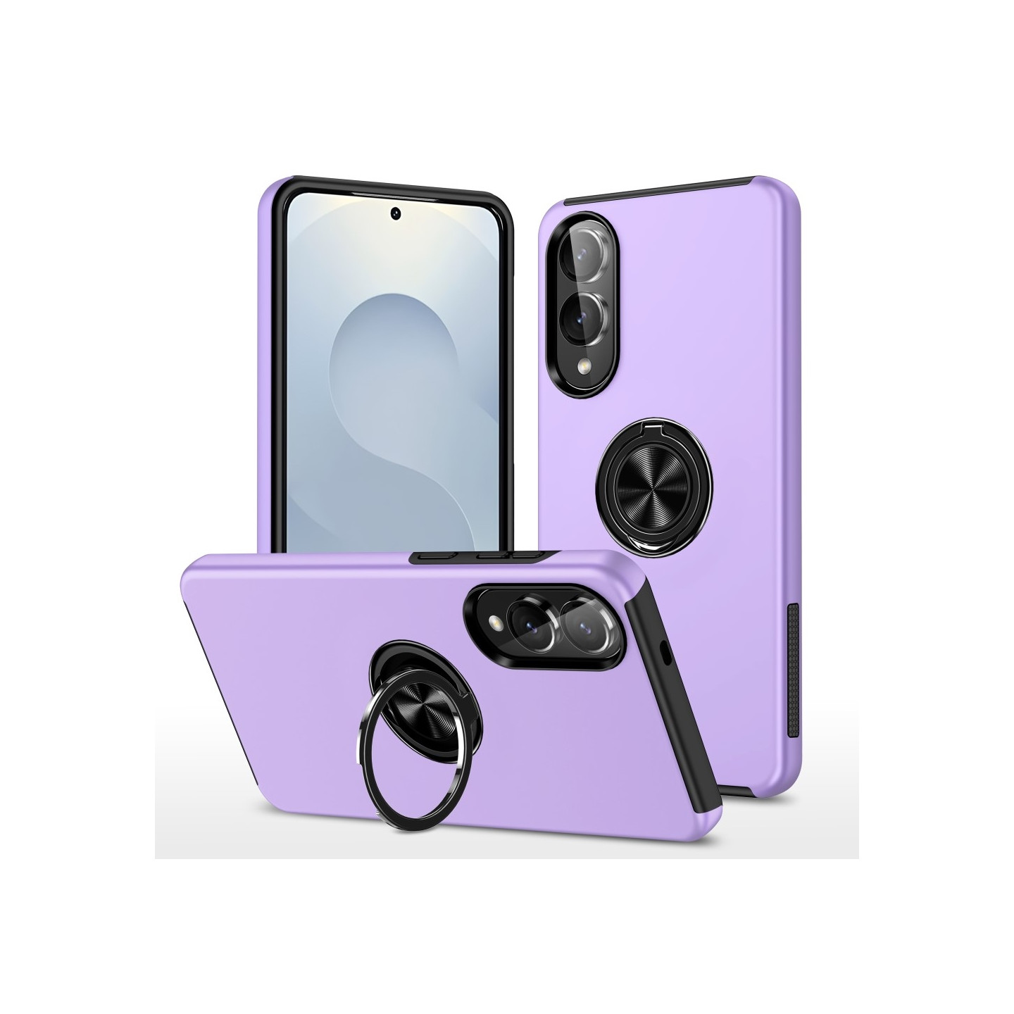 Till Samsung Galaxy S25 Edge Hybrid skal med Finger Ring - Lila