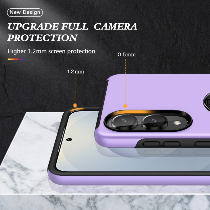 Till Samsung Galaxy S25 Edge Hybrid skal med Finger Ring - Lila