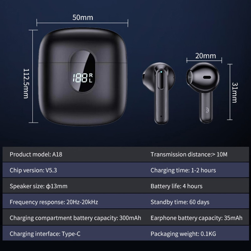 A18 150 språk Translation Översättare Smart Voice Bluetooth In Ear-hörlurar