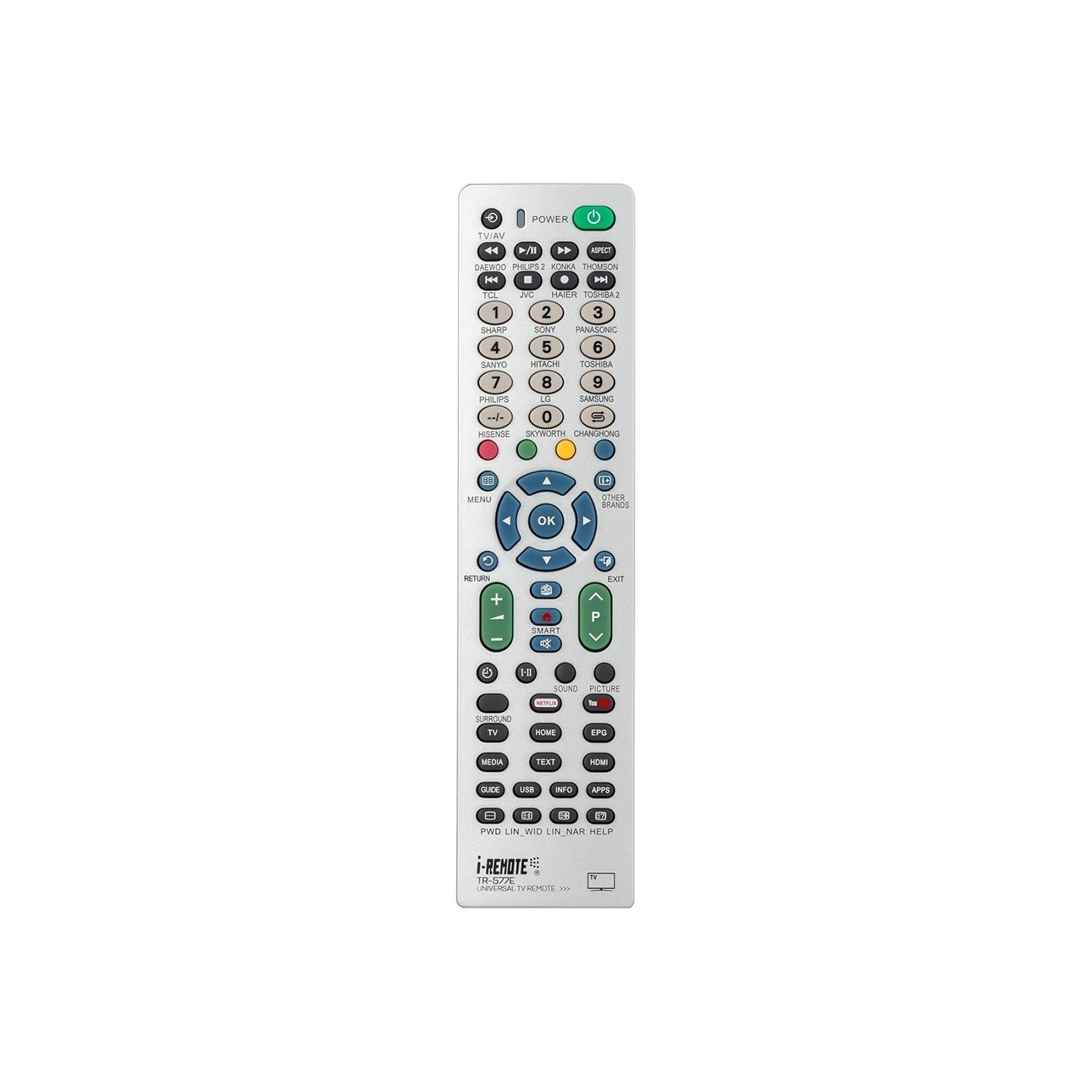 Fjernkontroll I-REMOTE TR577E Universal TV-fjernkontrollutskiftning