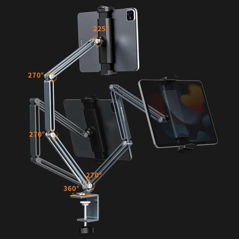BONERUY Holder Adjustable Arm Mobile Phone Tablet Stand Lazy Bracket - Silver
