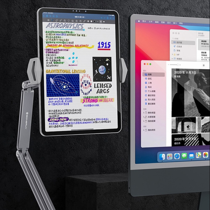 BONERUY Pidike Säädettävä Varsi Matkapuhelin Tablet Jalusta Lazy Bracket - Hopea