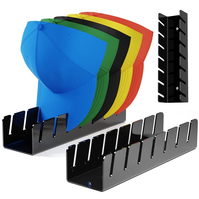 Rack opbevaring til 7 dele hatte og kasketter Display - Sort