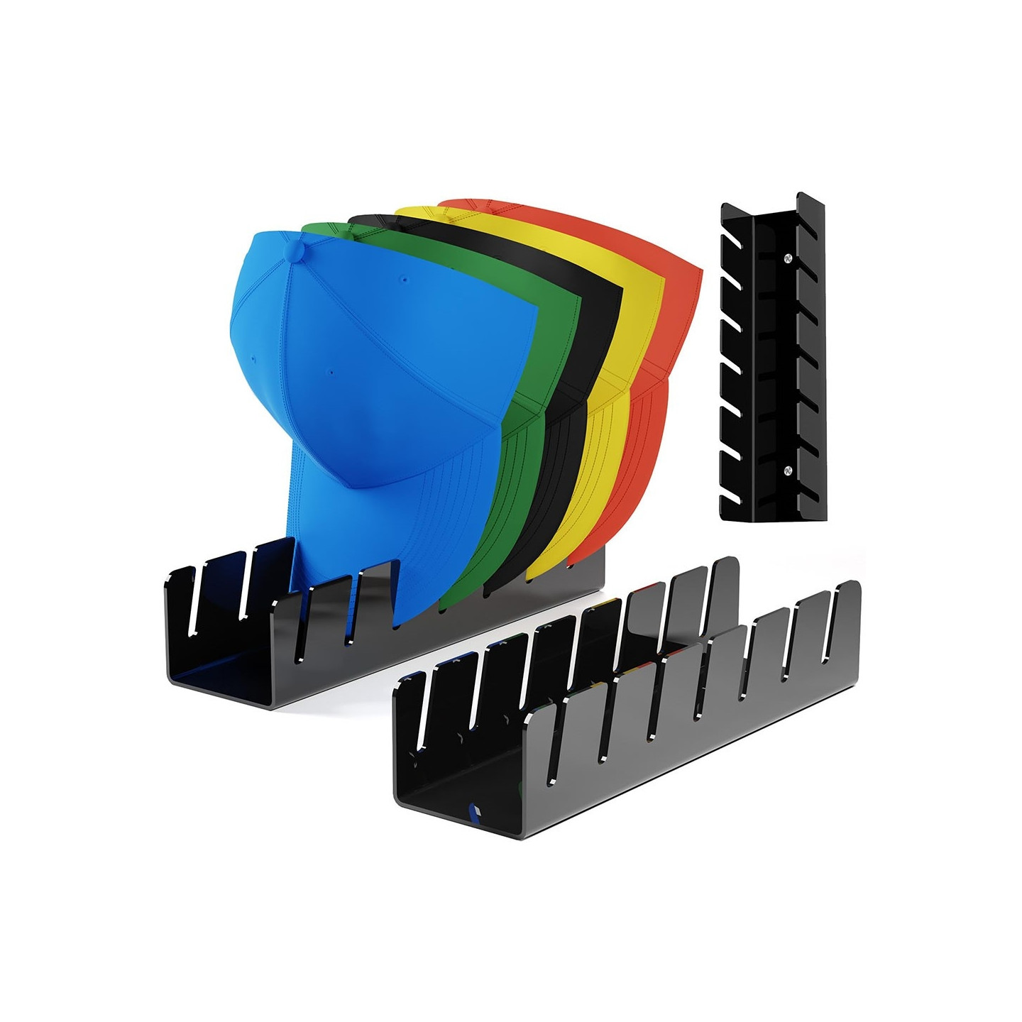 Rack Storage for 7 Pieces Hats and Caps Display - Black