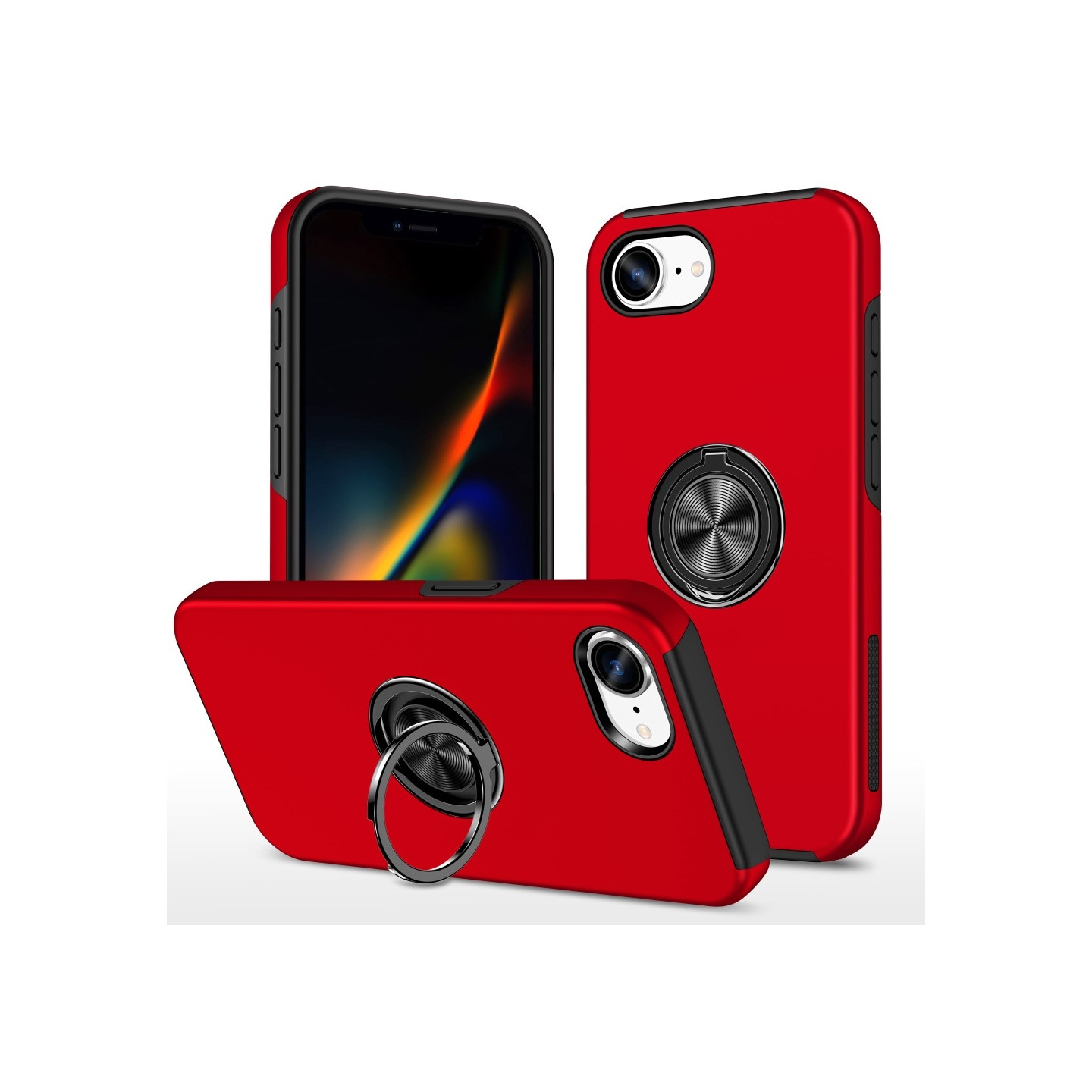 Til iPhone 16e Finger Ring Kickstand Hybrid Taske