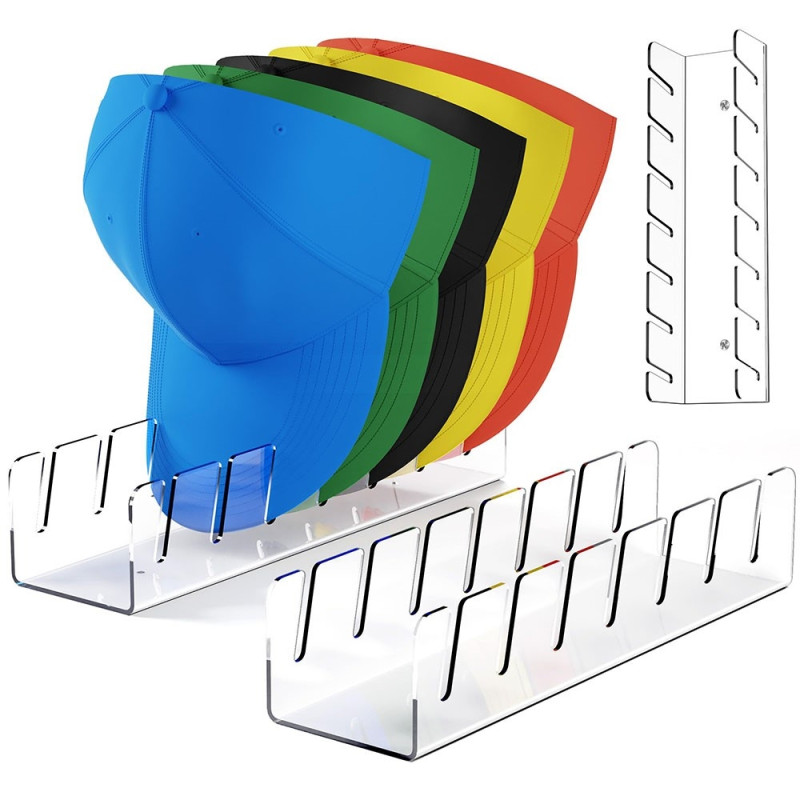 Rack Storage for 7 Pieces Hats and Caps Display - Transparent