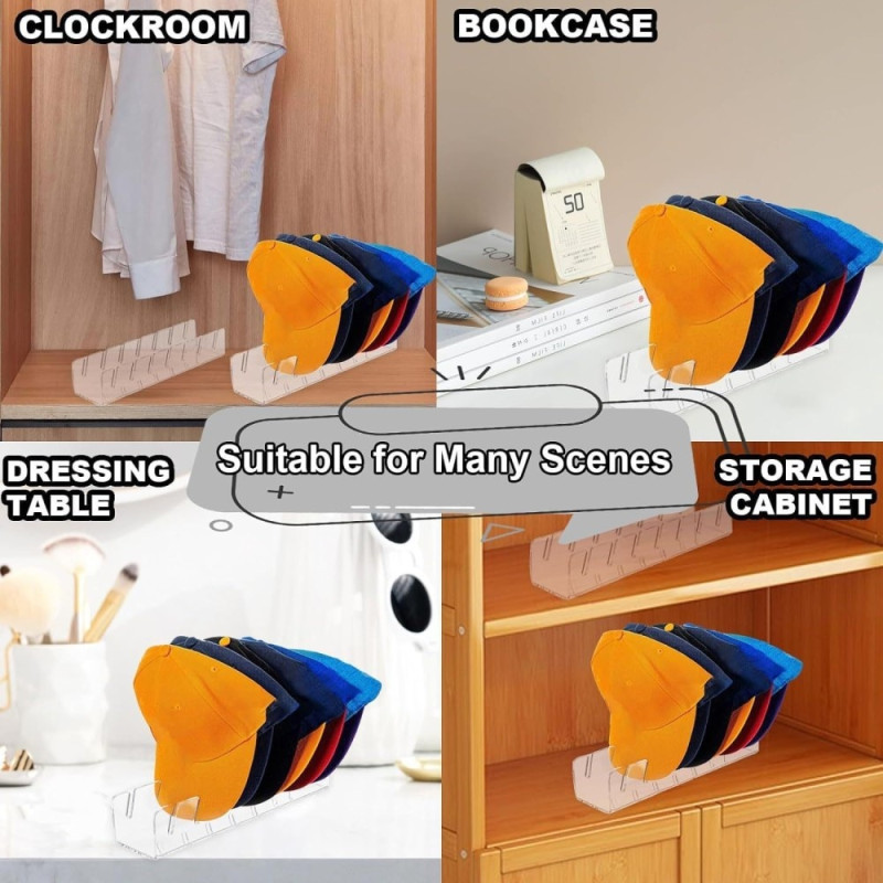 Rack oppbevaring for 7 deler hatter og caps Display - Gjennomsiktig