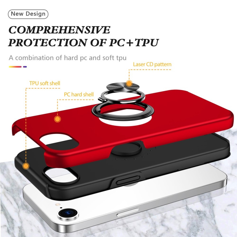 For iPhone 16e Finger Ring Kickstand Hybrid Case