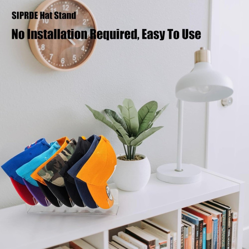 Rack Storage for 7 Pieces Hats and Caps Display - Black